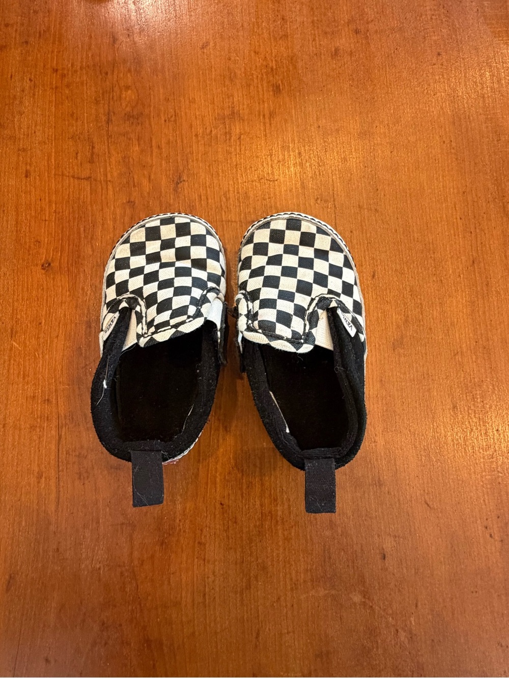 VANS Infant Checkerboard Soft Sole Slip-On Kids Shoes - Black/White